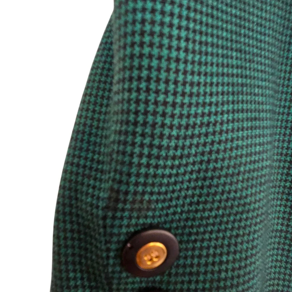 Vintage ASL Women's Size 8 Green Black Skirt Suit Blazer Set Rayon 2 Piece
